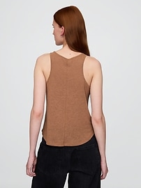 Linen-Blend Racerback Tank Top