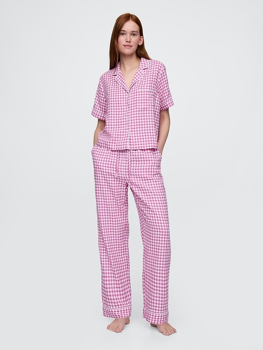 Image number 1 showing, Linen-Blend PJ Pants