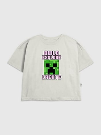 Kids Minecraft Creeper Face Graphic T-Shirt