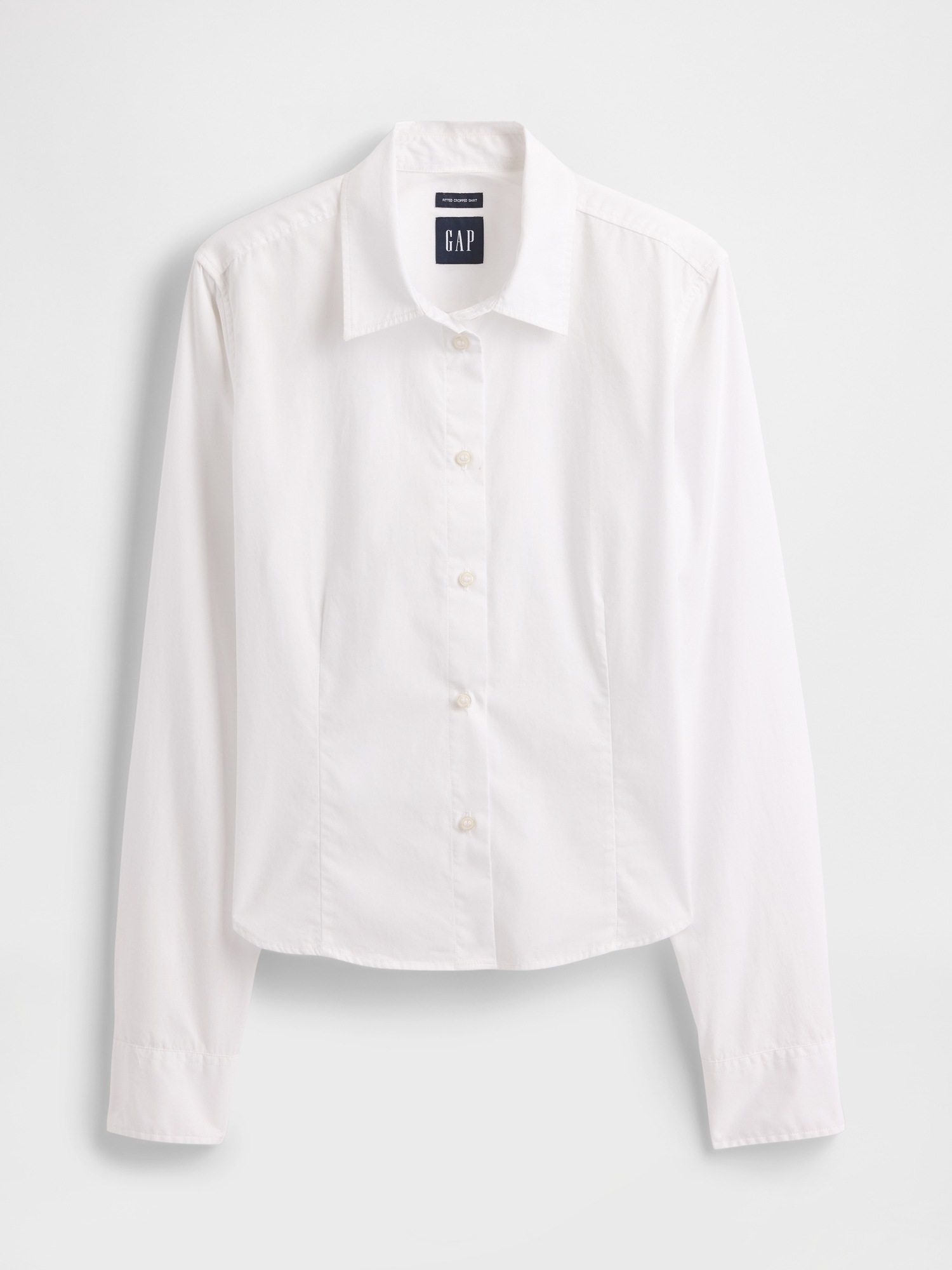 Женская рубашка Gap Organic Cotton Fitted Crop Shirt, цвет: Оптический белый — фото 5