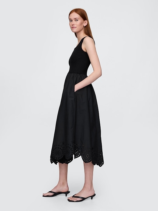 Image number 3 showing, Mixed Media Handkerchief Hem Midi Dress