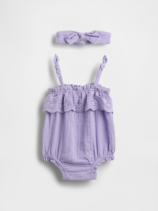 Image number 1 showing, Baby Eyelet Bubble Shorty Set