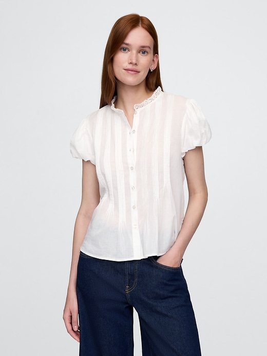 Image number 1 showing, Bubble-Sleeve Pintuck Top