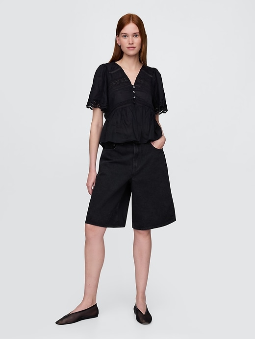 Image number 2 showing, Lace-Trim Flutter-Sleeve Top