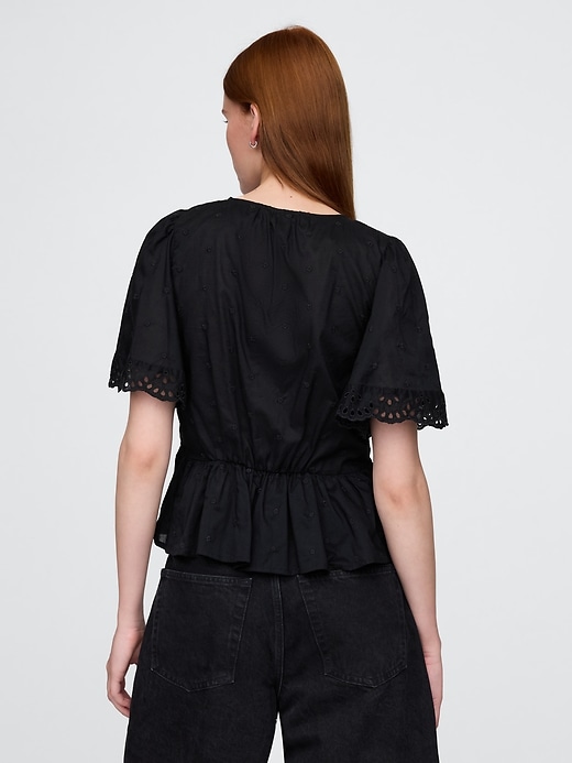 Image number 3 showing, Lace-Trim Flutter-Sleeve Top