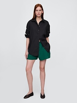 Cotton Gauze Easy Shorts - Green - View 56