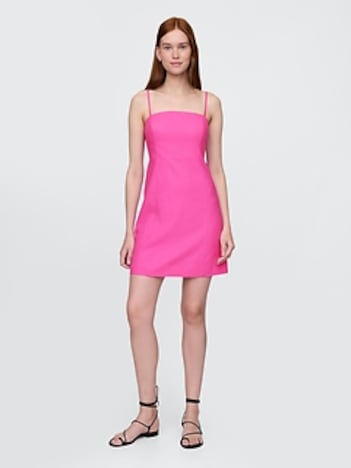 Linen-Blend Mini Dress