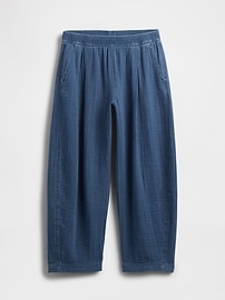 Crinkle Gauze Denim Easy Barrel Pants