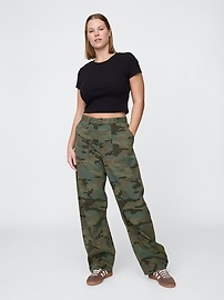 Mid Rise Twill Barrel Pants