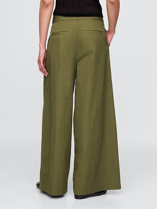 Image number 4 showing, High Rise Twill Pleated Wide-Leg Khakis