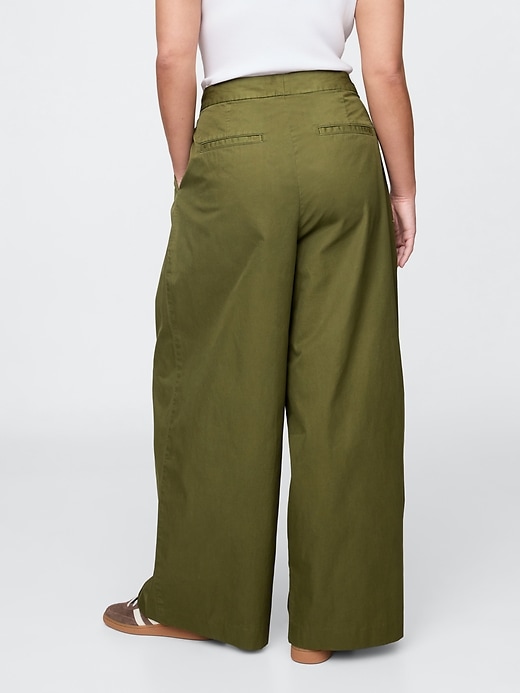 Image number 6 showing, High Rise Twill Pleated Wide-Leg Khakis