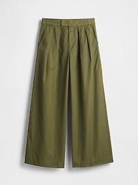 High Rise Twill Pleated Wide-Leg Khakis