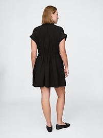 Crinkle Gauze Mini Shirtdress