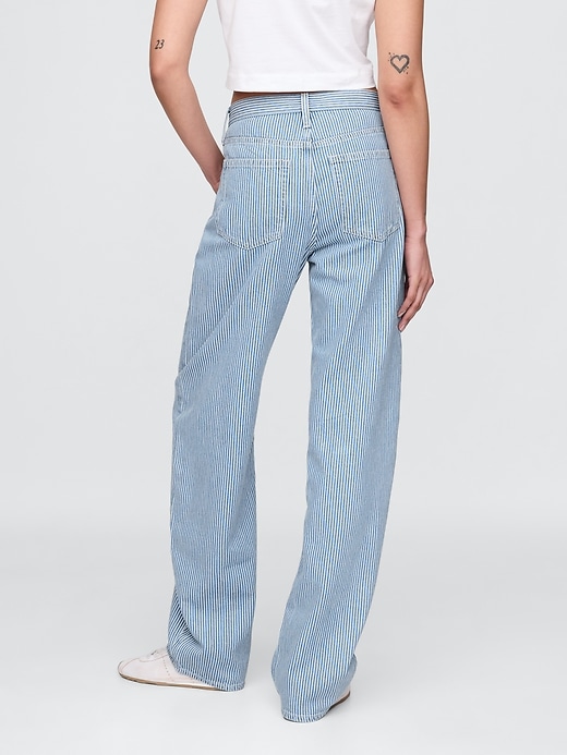 Image number 4 showing, High Rise UltraSoft Denim Stripe Barrel Jeans