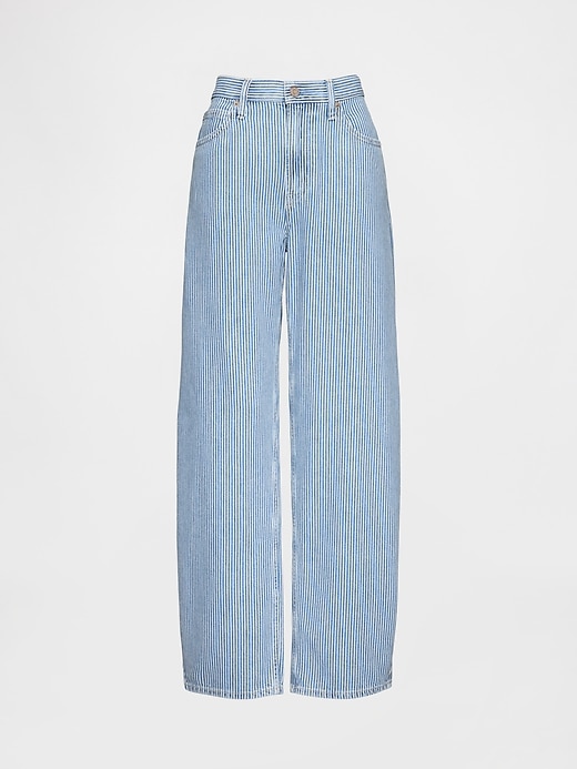 Image number 5 showing, High Rise UltraSoft Denim Stripe Barrel Jeans