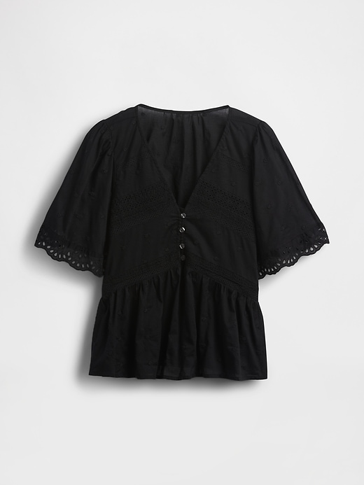 Image number 4 showing, Lace-Trim Flutter-Sleeve Top