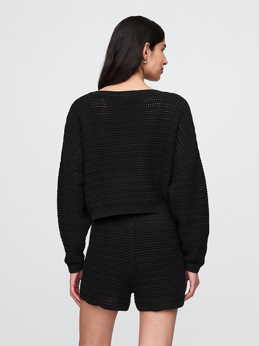 Image number 3 showing, Crochet Boatneck Crop Sweater