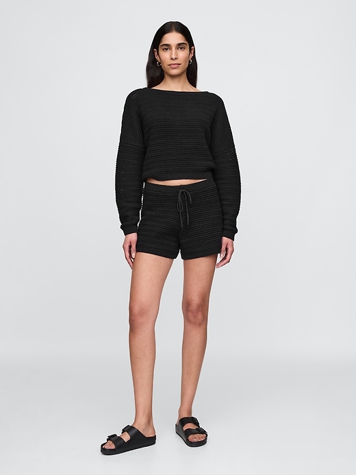Image number 2 showing, Crochet Boatneck Crop Sweater