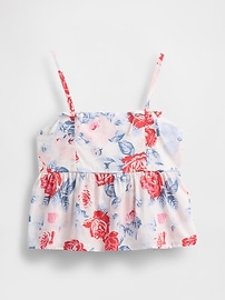 Kids Denim Bow-Strap Peplum Top