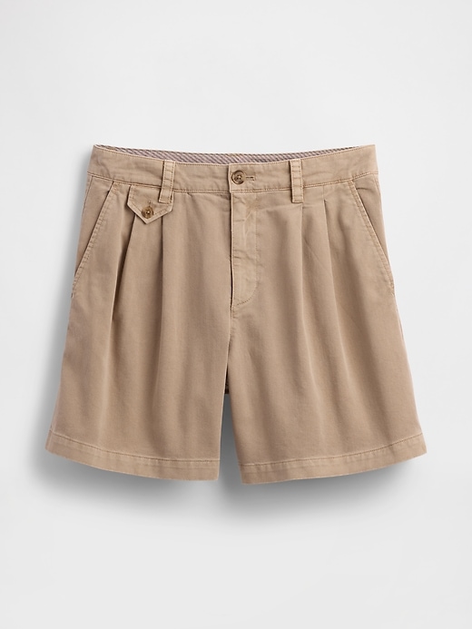 Image number 5 showing, 6" Mid Rise Twill Pleated Trouser Shorts