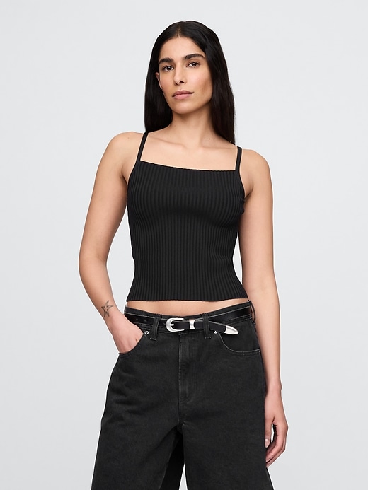 Image number 1 showing, Cropped Rib Sweater Tank Top