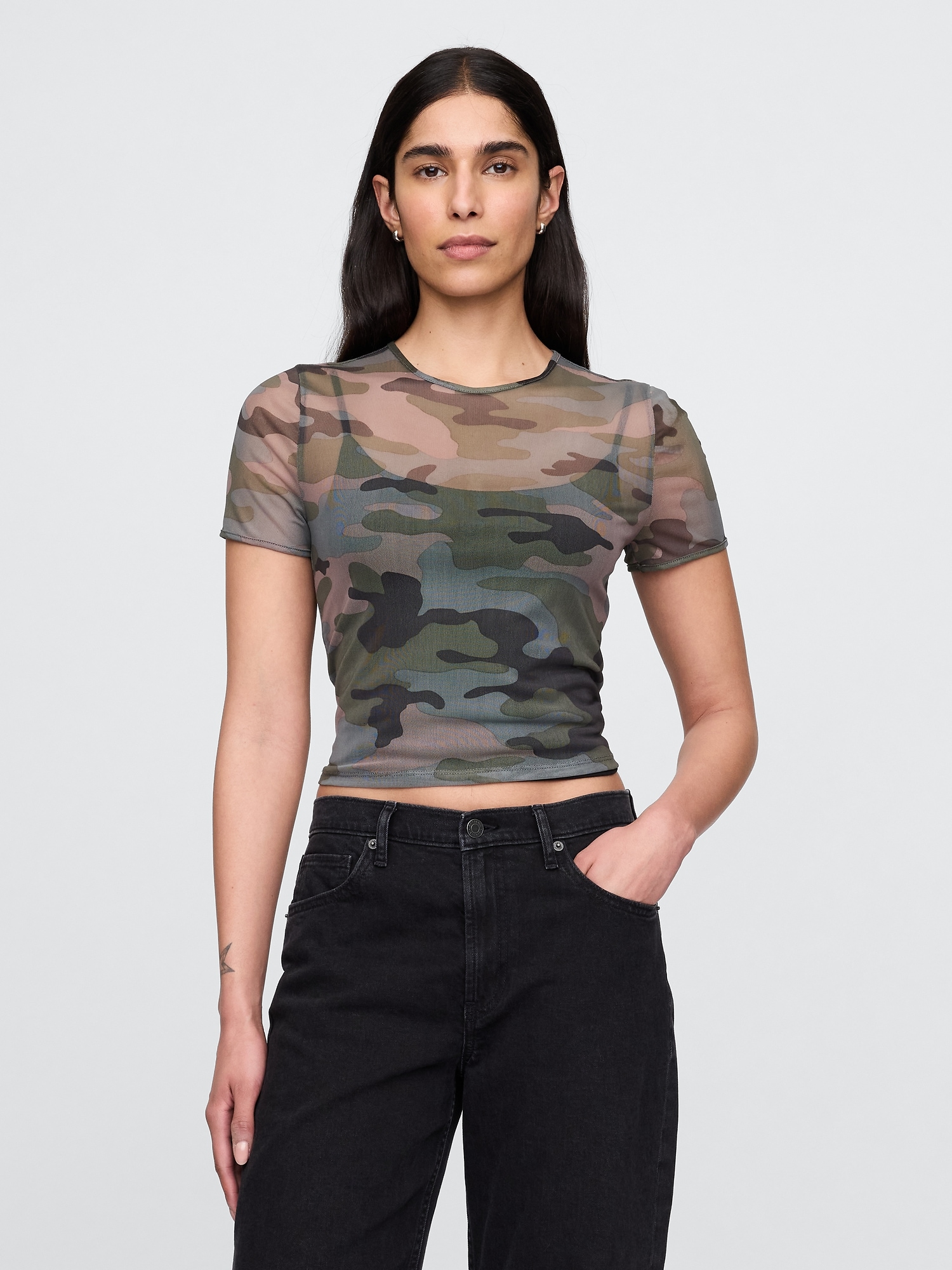 Mesh Cropped T-Shirt
