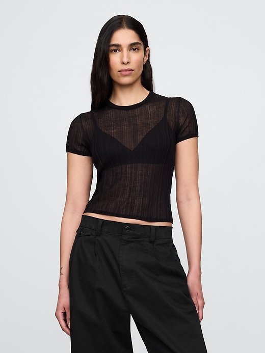 Image number 1 showing, Sheer Rib Sweater T-Shirt