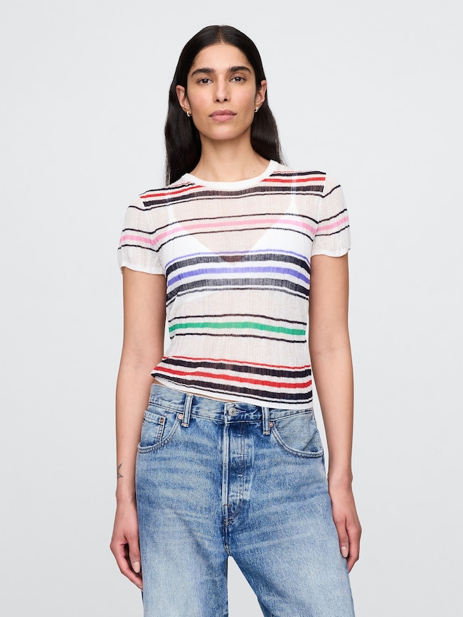 Sheer Rib Sweater T-Shirt