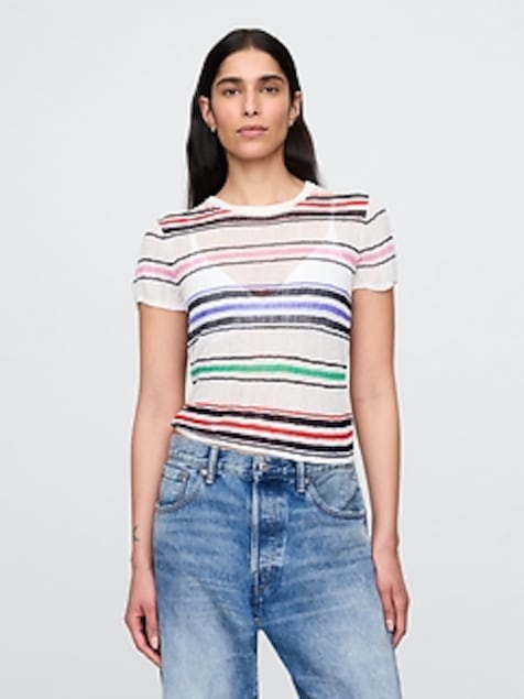 Sheer Rib Sweater T-Shirt