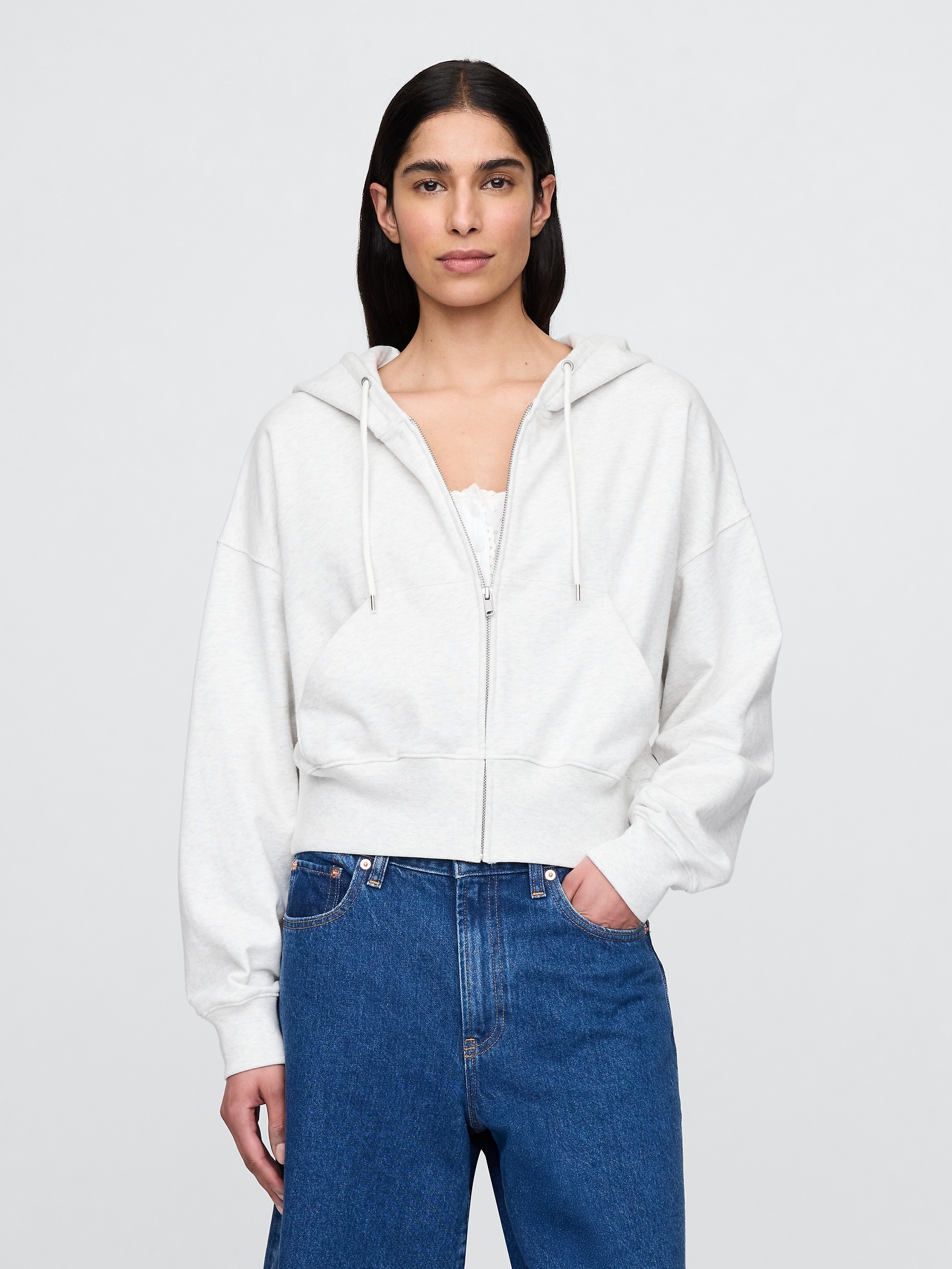 Heavyweight French Terry Oversized Zip Wedge Hoodie