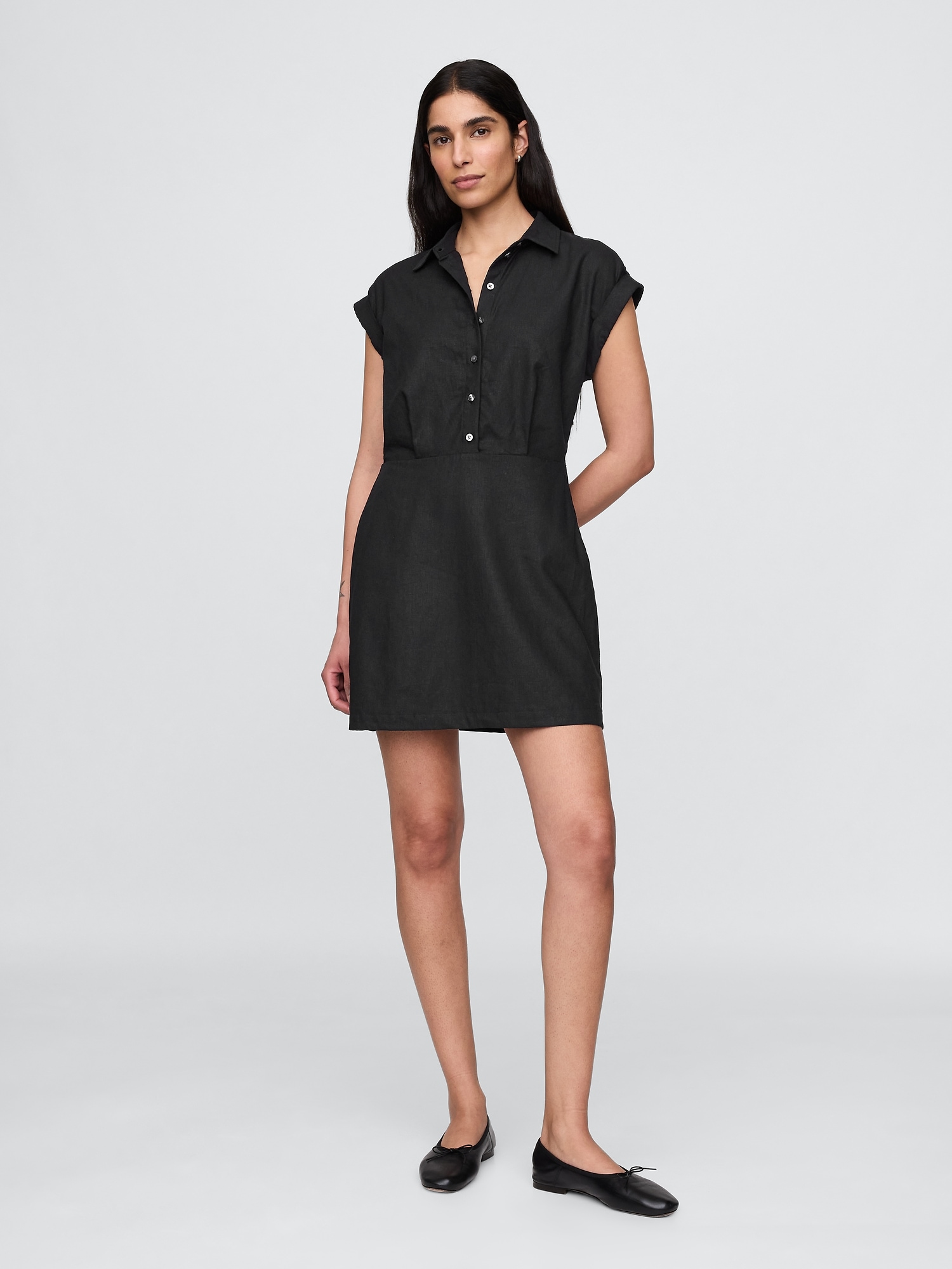 Linen-Blend Shirtdress