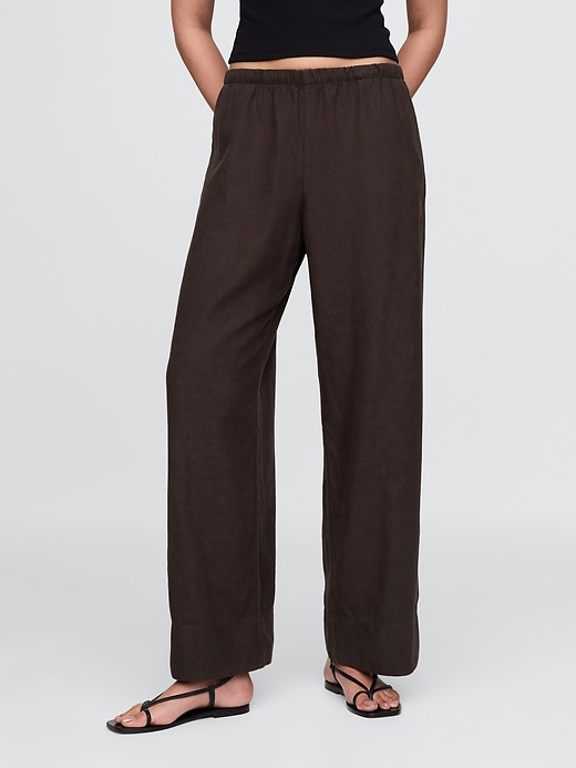 Image number 2 showing, Linen-Blend Easy Wide-Hem Pants