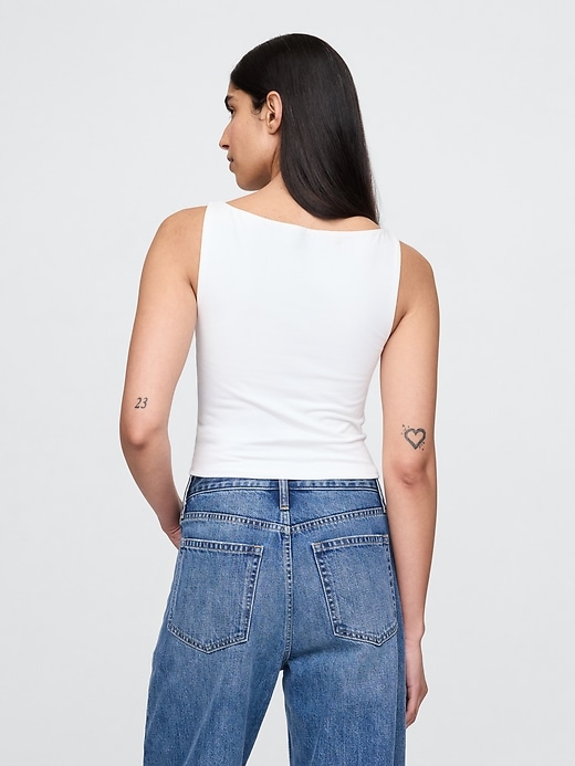 Image number 3 showing, CloseKnit Jersey Cropped Boatneck Shell Tank Top