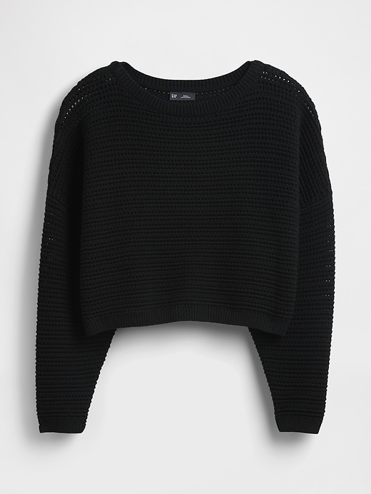 Image number 4 showing, Crochet Boatneck Crop Sweater
