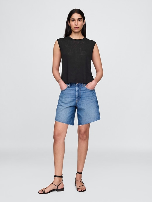 Image number 2 showing, Linen-Blend Crewneck Shell Tank Top