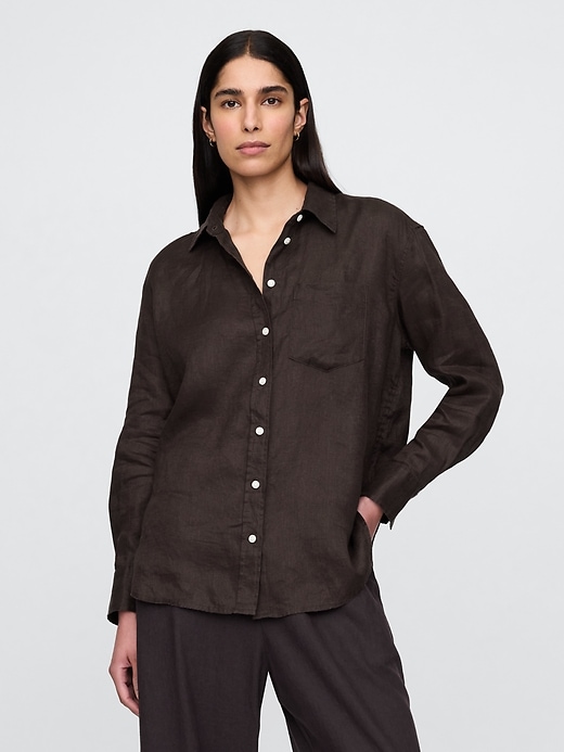 Image number 1 showing, 100% Linen Oversized Shirt