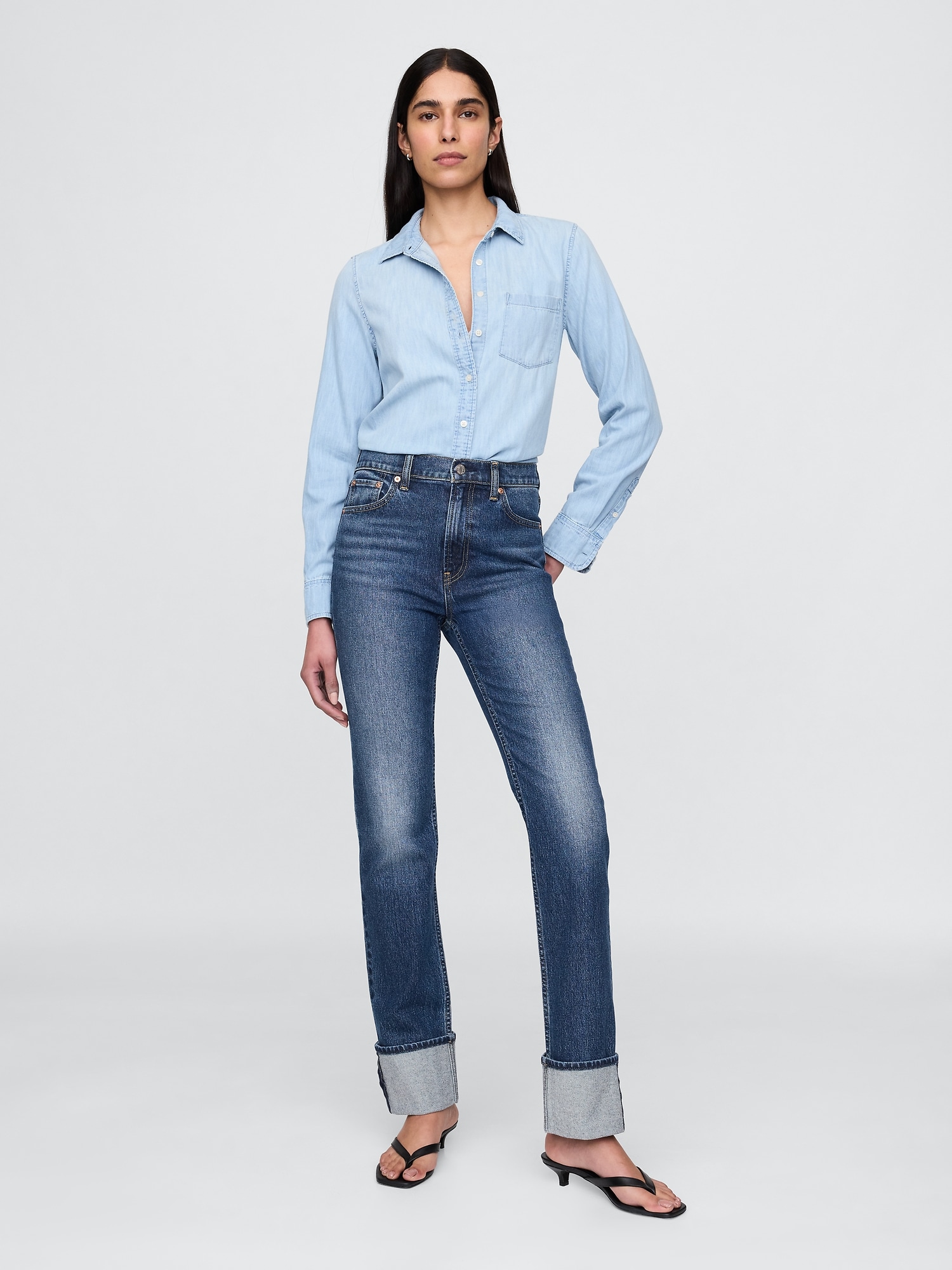 High Rise Cuffed '90s Straight Jeans