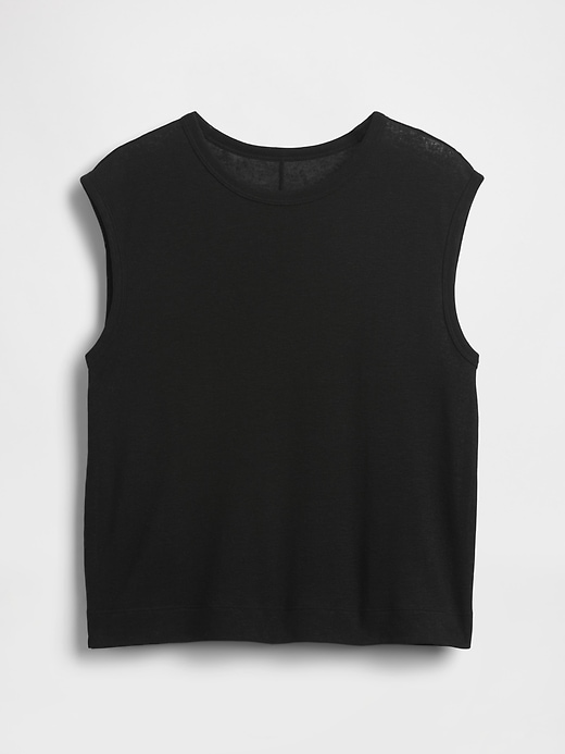Image number 5 showing, Linen-Blend Crewneck Shell Tank Top