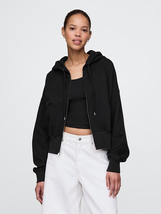 Image number 1 showing, Heavyweight French Terry Oversized Zip Wedge Hoodie