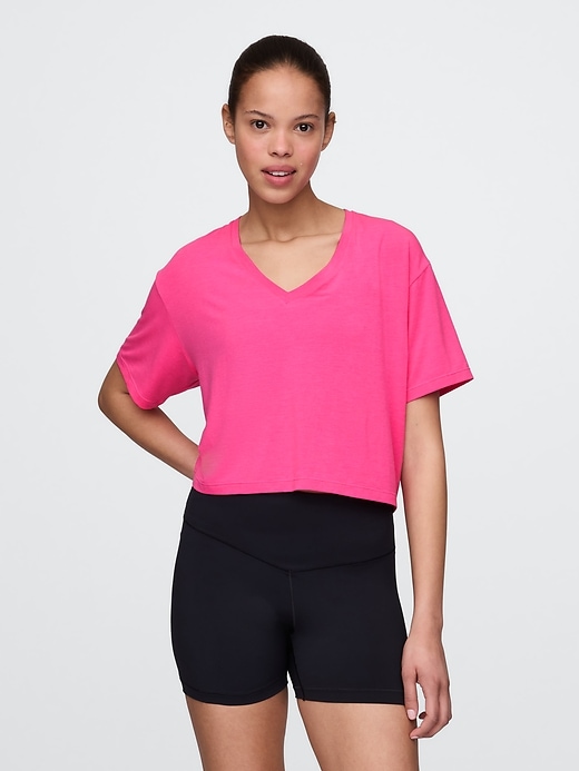 Image number 1 showing, GapFit Breathe Cropped V-Neck T-Shirt