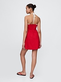 Linen-Blend Halter Mini Dress