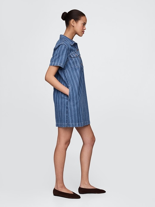 Image number 3 showing, UltraSoft Denim Stripe Popover Mini Dress