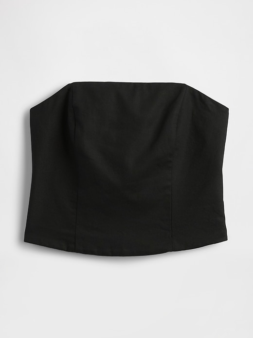 Image number 4 showing, Linen-Blend Strapless Cropped Corset Top