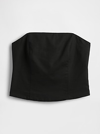 Linen-Blend Strapless Cropped Corset Top