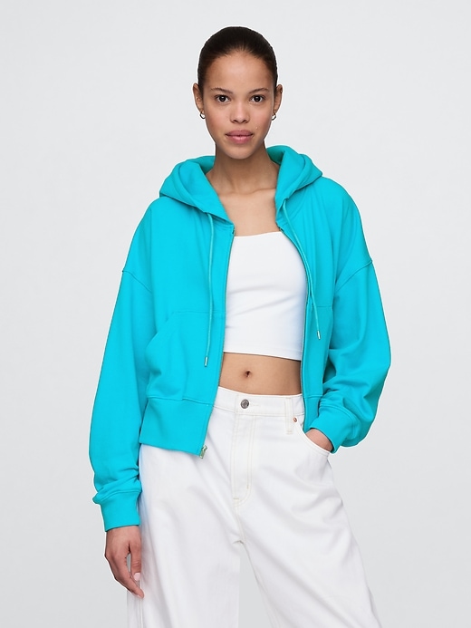 Image number 1 showing, Heavyweight French Terry Oversized Zip Wedge Hoodie