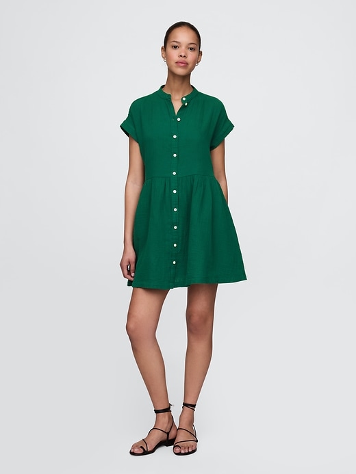 Image number 1 showing, Crinkle Gauze Mini Shirtdress