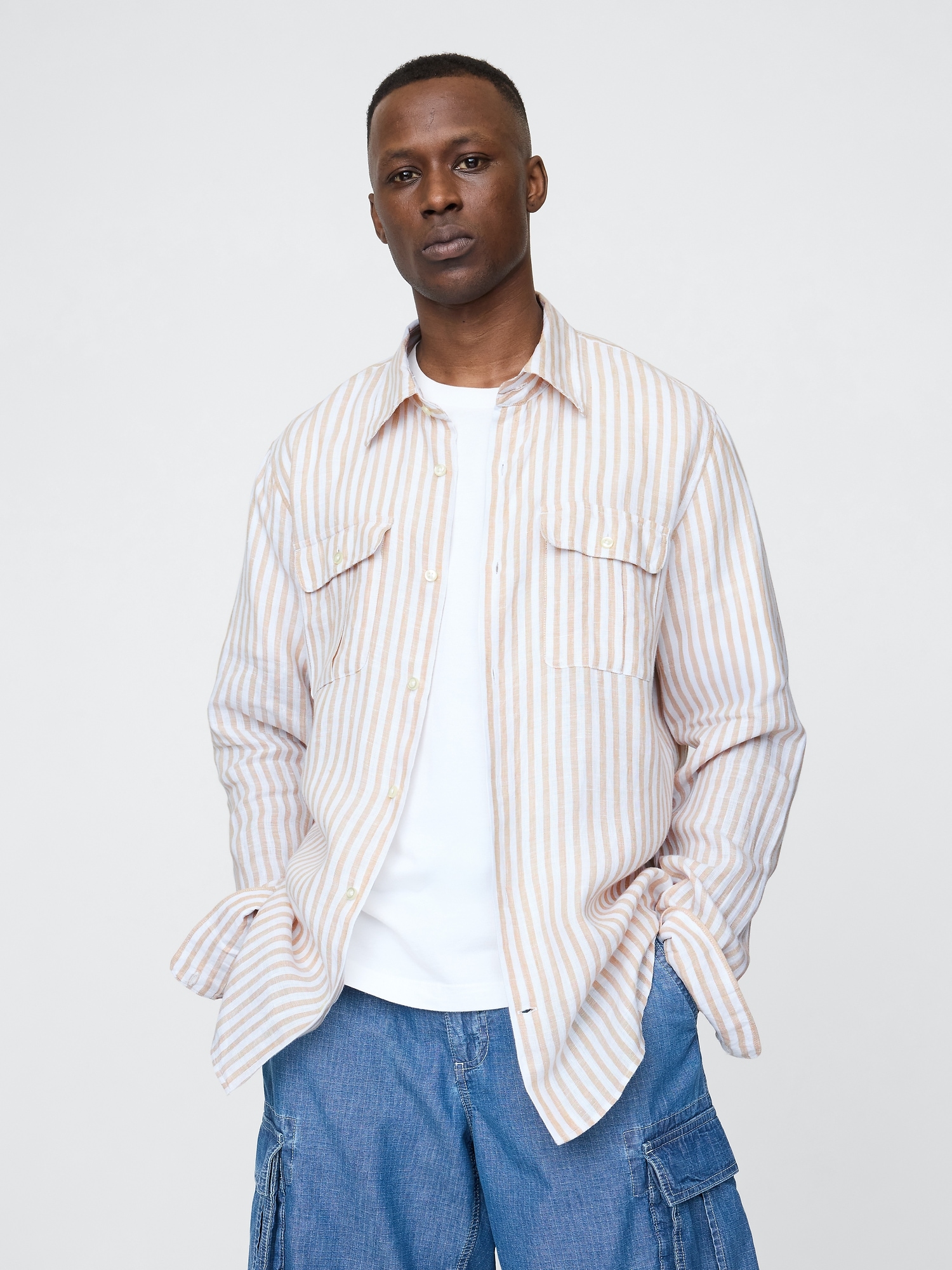 100% Linen Classic Shirt - Beige