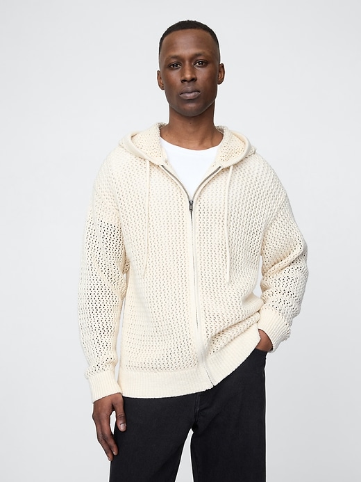 Image number 1 showing, Crochet Zip Hoodie