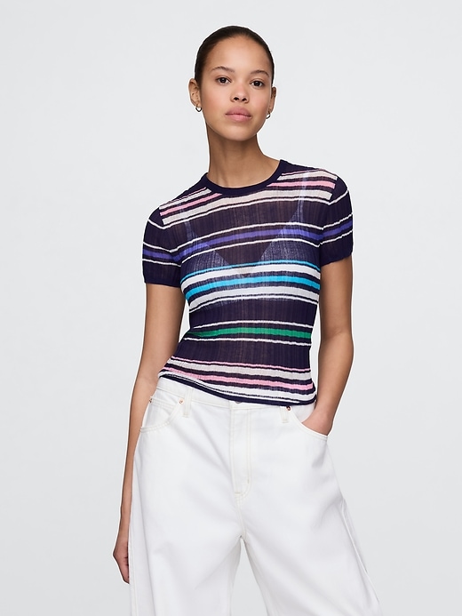 Image number 1 showing, Sheer Rib Sweater T-Shirt