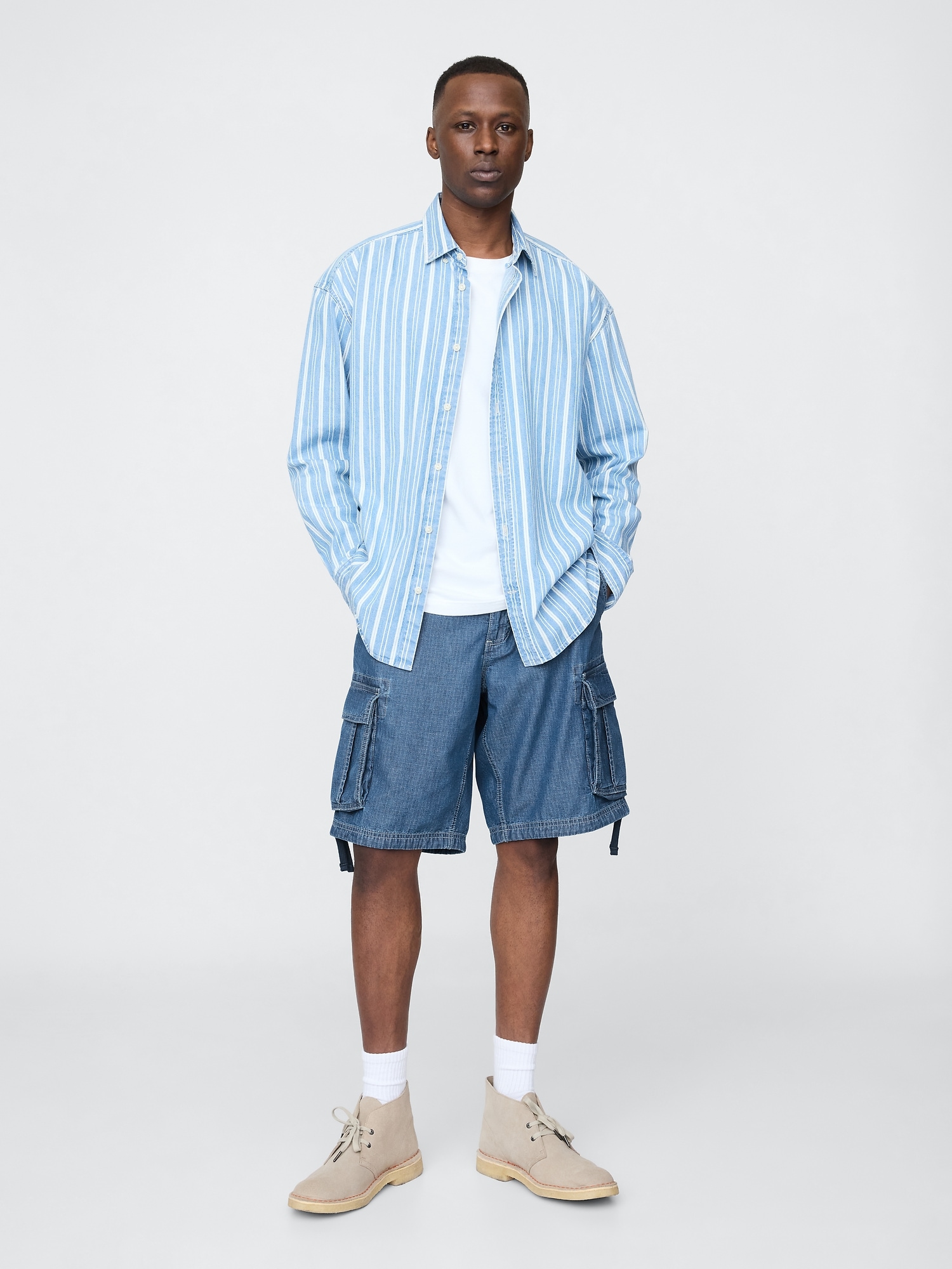 11" Baggy Denim Cargo Shorts